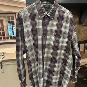 Men's Plaid Shirt - Red, Black, White by Knights Sportswear BIG 1X